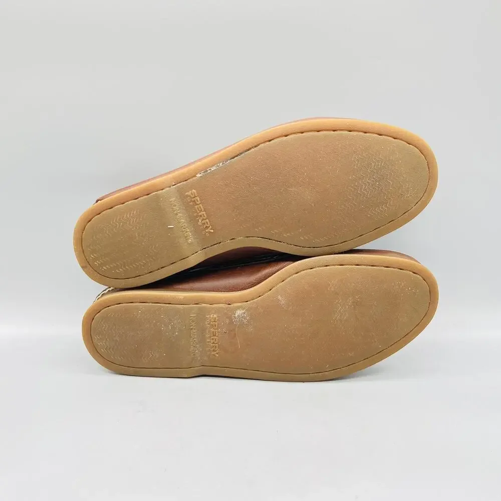 Sperry Shoes Mens 11 Brown Leather Top Sider Boat Deck Moc Toe Casual Comfort